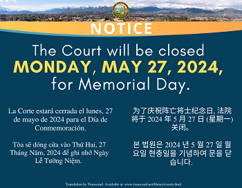 Closed Monday, May 27, 2024