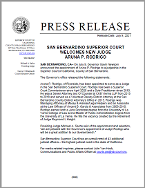 SBSC Welcomes New Judge Aruna P. Rodrigo